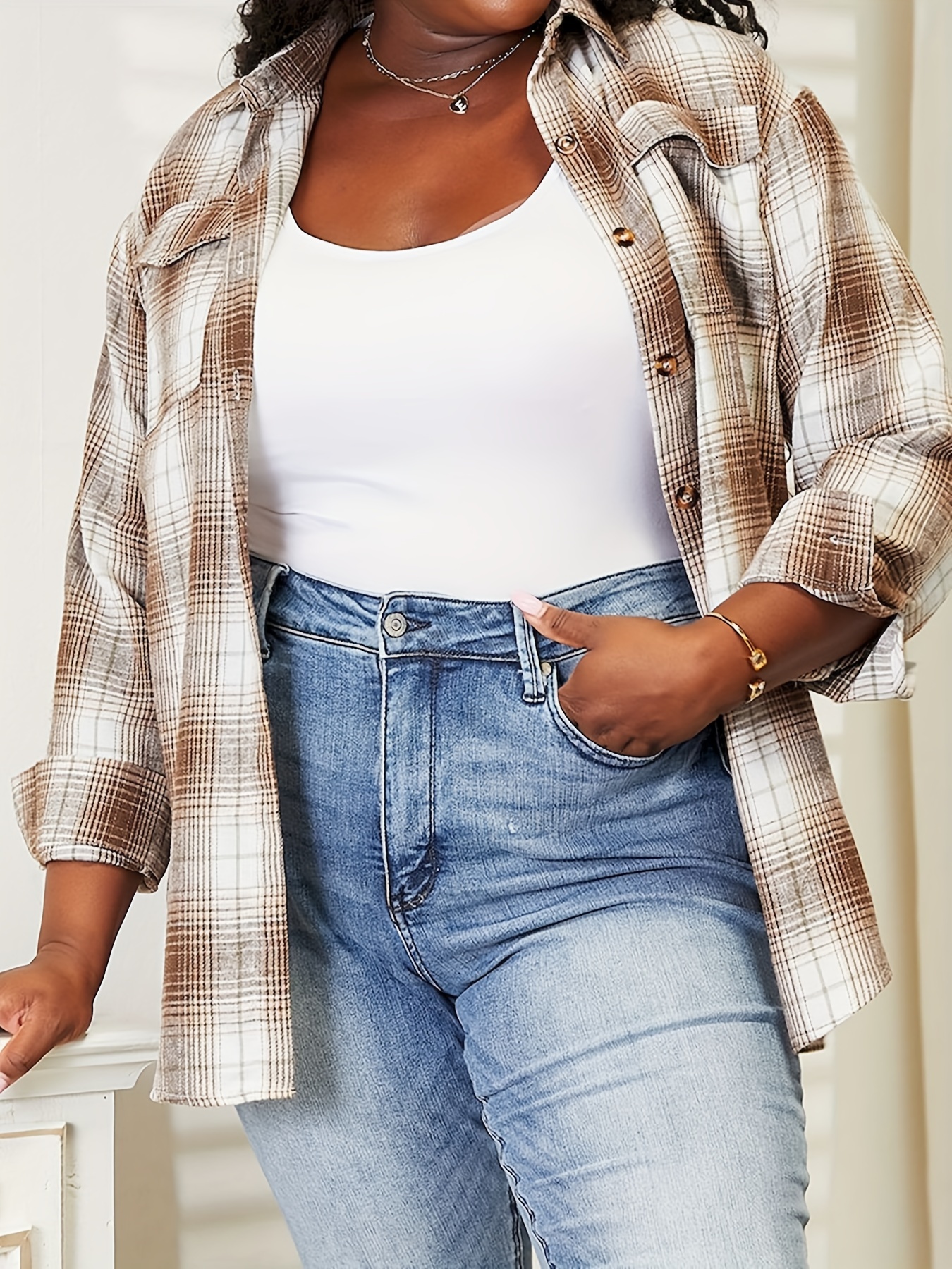 plaid dropped shoulder shirt details 10