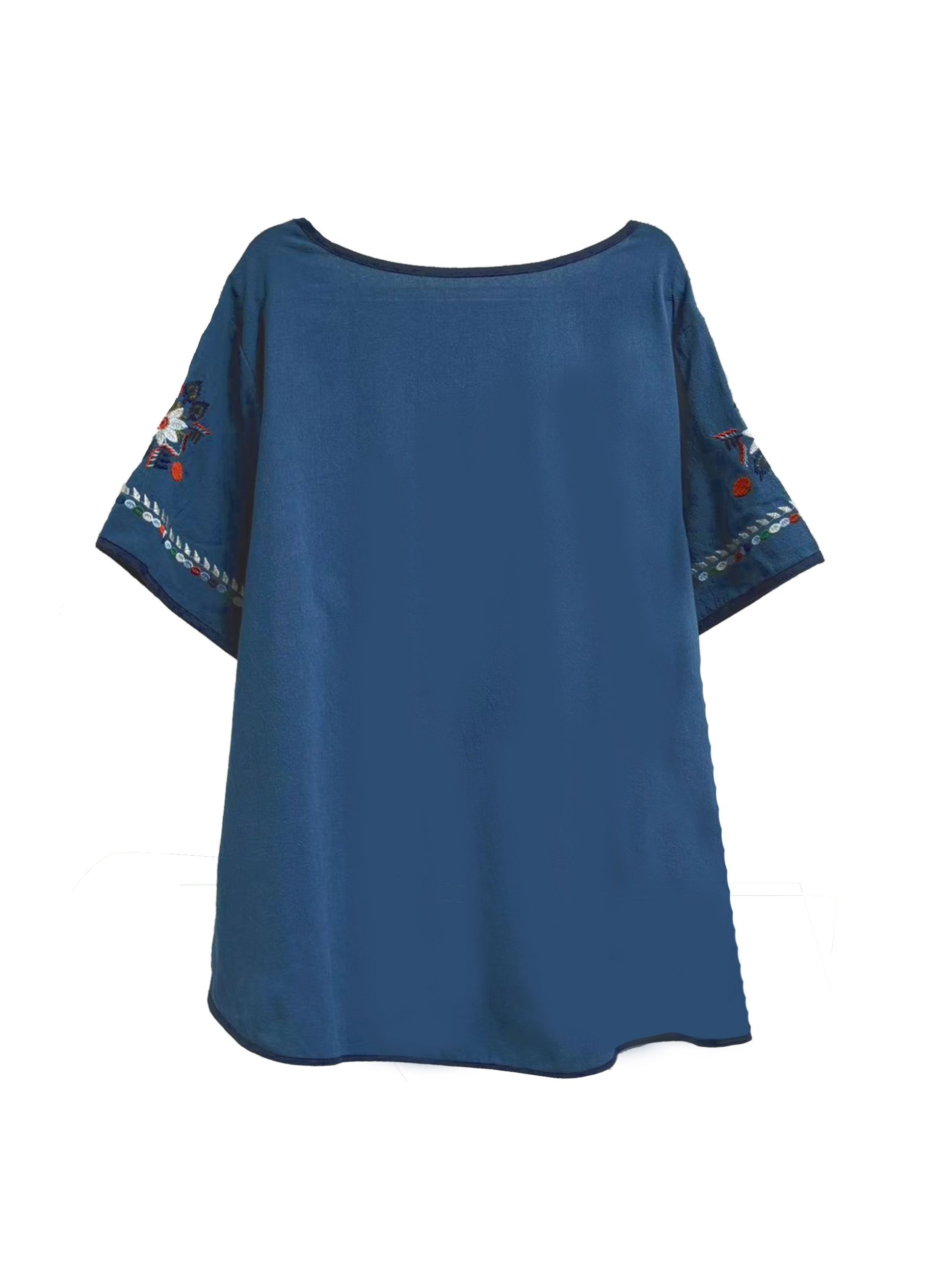 plus size embroidered high low hem blouse boho half sleeve blouse for spring summer womens plus size clothing details 11