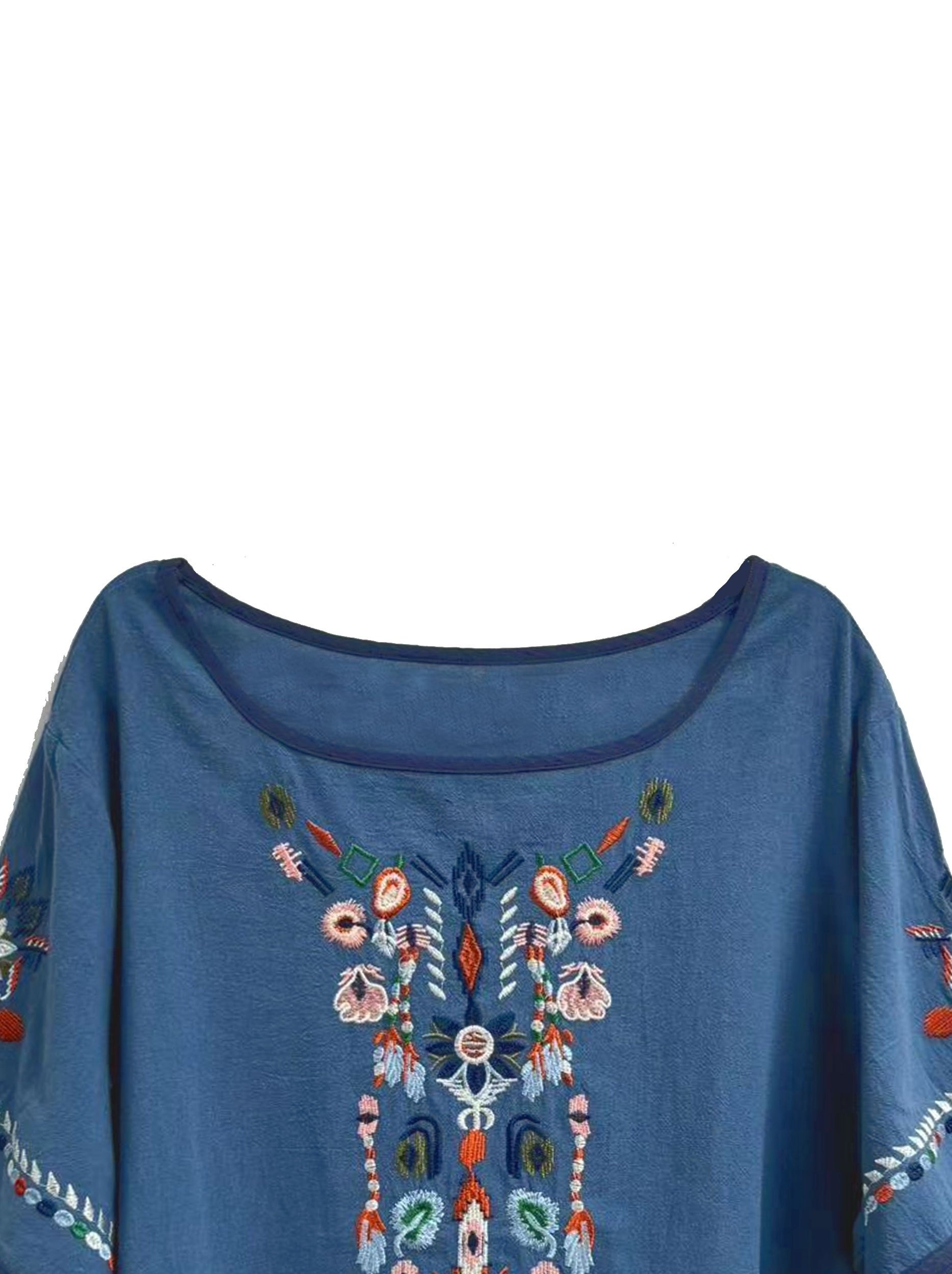 plus size embroidered high low hem blouse boho half sleeve blouse for spring summer womens plus size clothing details 12