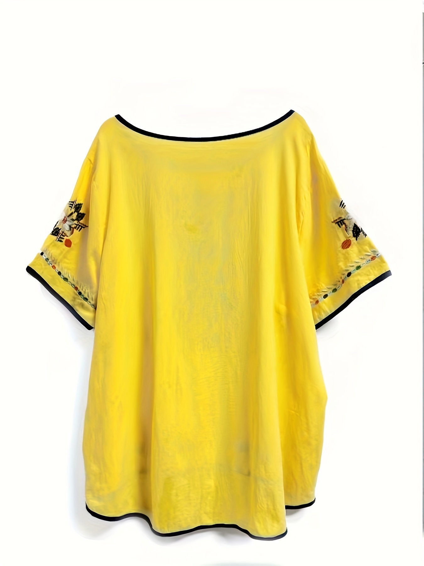 plus size embroidered high low hem blouse boho half sleeve blouse for spring summer womens plus size clothing details 29