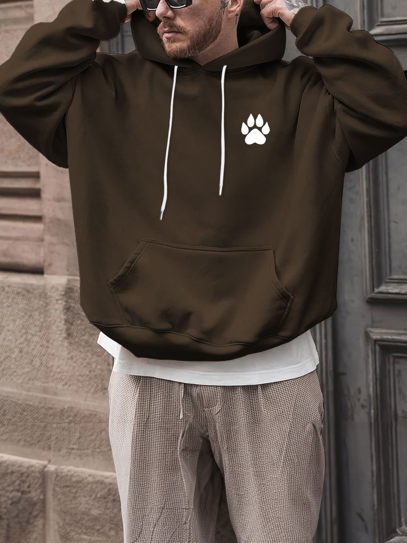 plus size mens anime animal paw graphic print hooded sweatshirt for spring fall winter mens clothing details 0