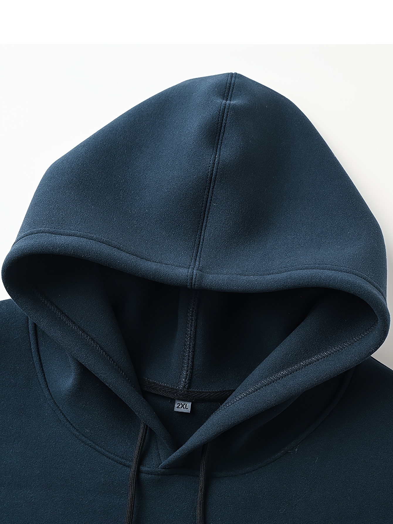 plus size mens solid hooded sweatshirt for spring fall trendy casual hoodies for males details 0