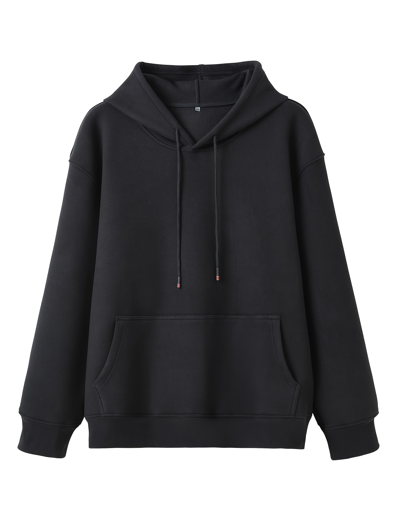 plus size mens solid hooded sweatshirt for spring fall trendy casual hoodies for males details 4