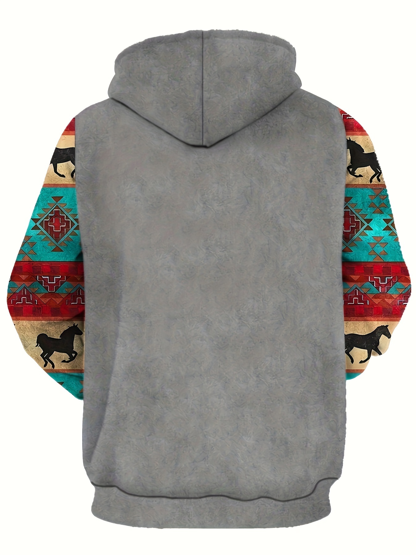 plus size mens ethnic pattern animal skull graphic print hooded sweatshirt for fall winter mens clothing details 3