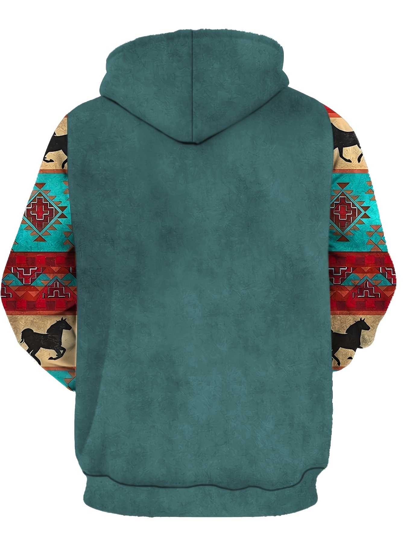 plus size mens ethnic pattern animal skull graphic print hooded sweatshirt for fall winter mens clothing details 6