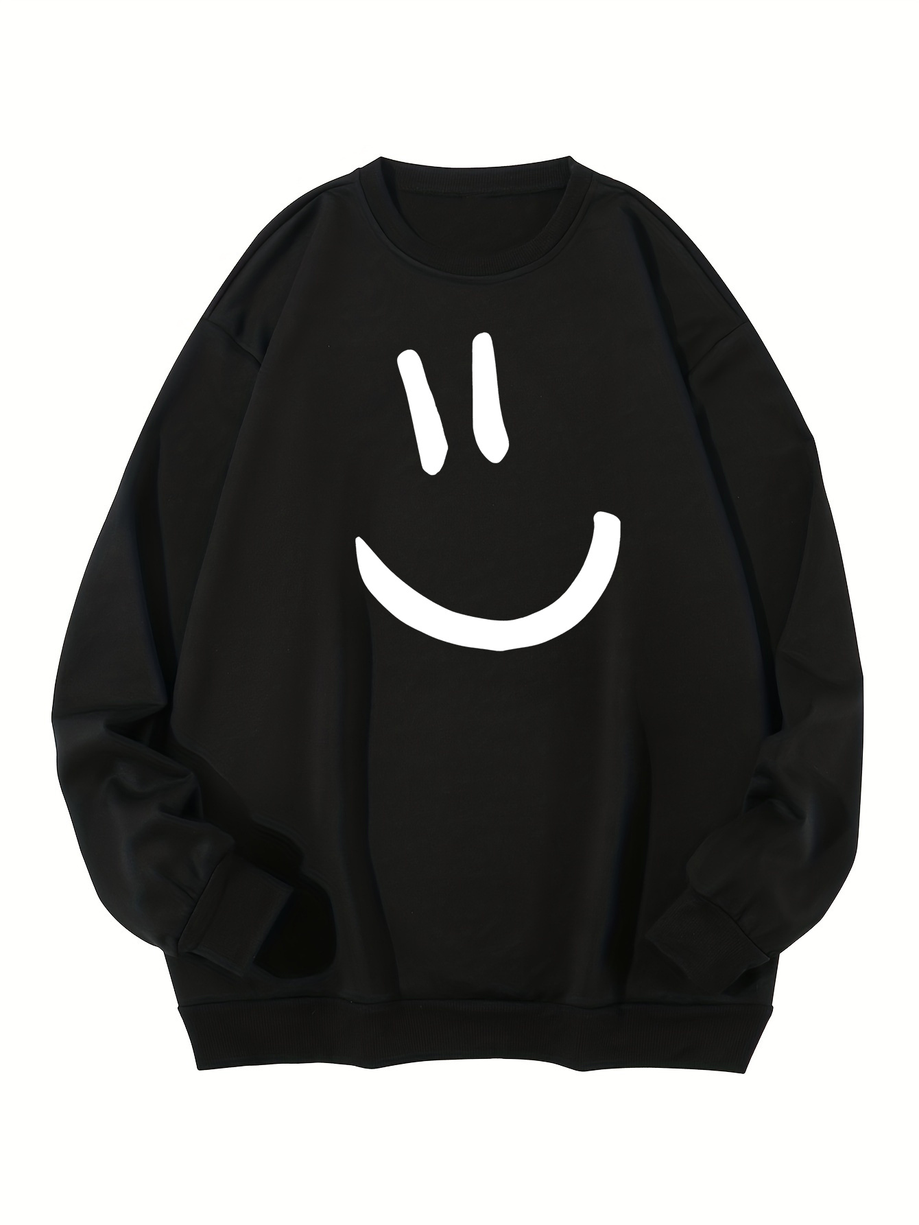 plus size mens smile face graphic print sweatshirt for spring fall winter mens clothing details 0