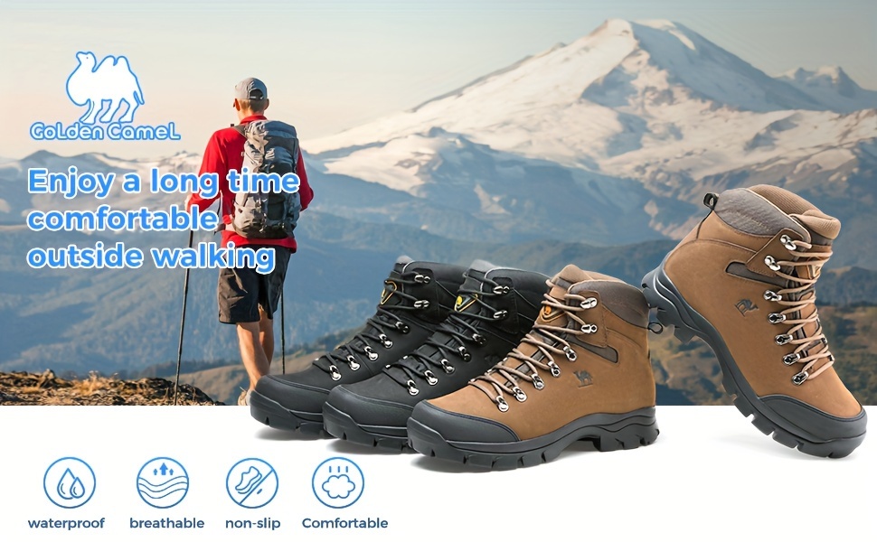 golden camel mens hiking boots leather working shoes for men outdoor   top hiking boots backpacking boots for men trekking boots shop on temu and start saving temu details 0