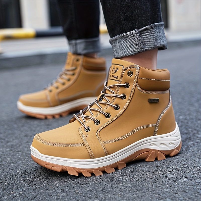 Plus Size Mens Lace Up Solid Ankle Boots Casual Comfy Non Slip Sneakers For Mens Winter Autumn Outdoor Activities Today s Best Daily Deals Temu details 11