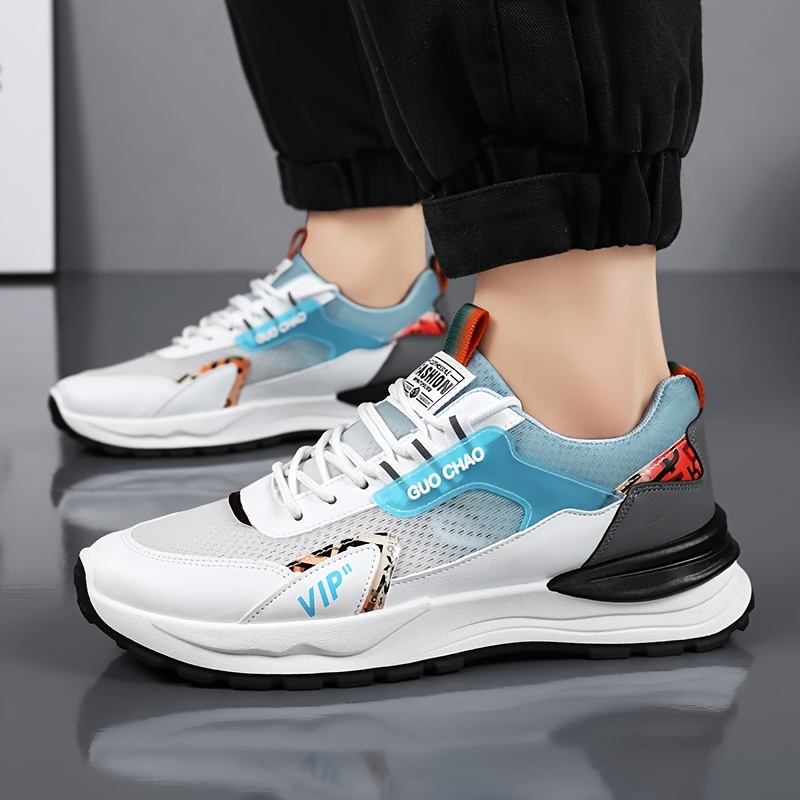 Men s Color Block Trendy Breathable Lace Up Sneakers For Outdoor Jogging Traveling Workout details 0