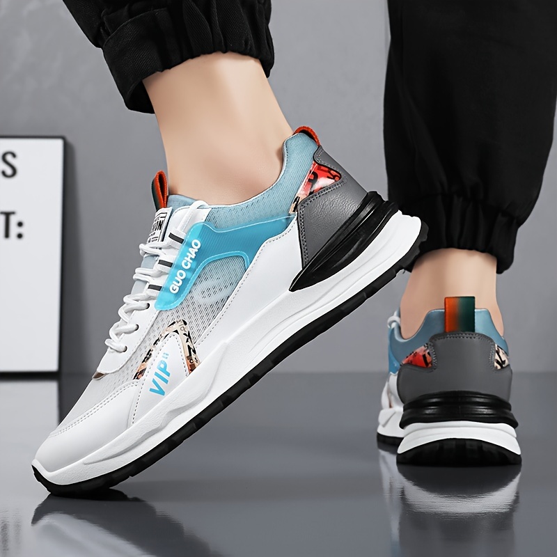 Men s Color Block Trendy Breathable Lace Up Sneakers For Outdoor Jogging Traveling Workout details 2