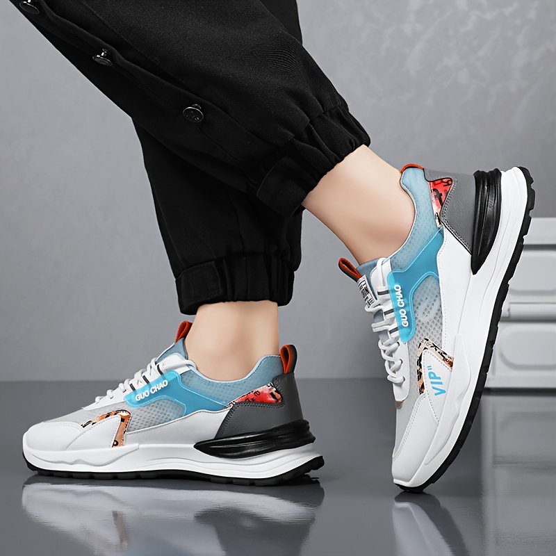 Men s Color Block Trendy Breathable Lace Up Sneakers For Outdoor Jogging Traveling Workout details 3