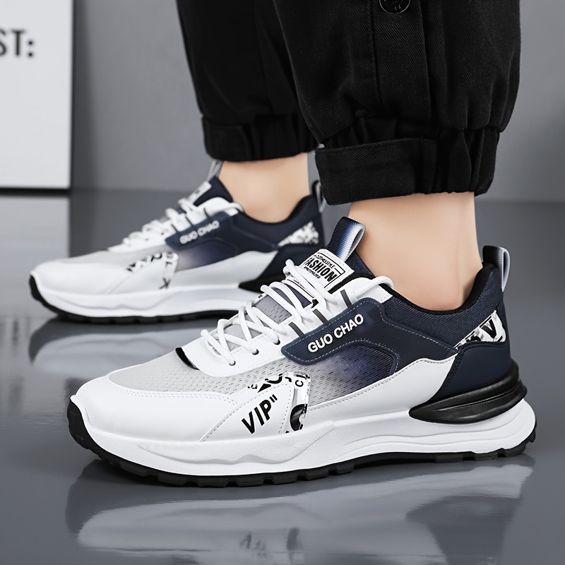 Men s Color Block Trendy Breathable Lace Up Sneakers For Outdoor Jogging Traveling Workout details 4