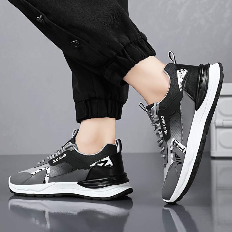 Men s Color Block Trendy Breathable Lace Up Sneakers For Outdoor Jogging Traveling Workout details 7