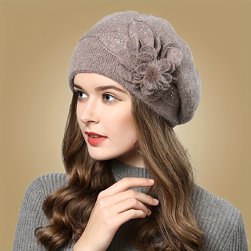 winter warm plush berets thick faux fur ear warmer beret hats classic coldproof beanie for women details 7