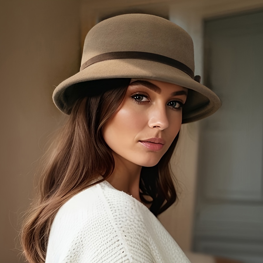 elegant french style 100 wool fedora hat for women autumn winter chic lightweight felt bowknot fisherman cap woven craftsmanship no feathers inelastic details 2