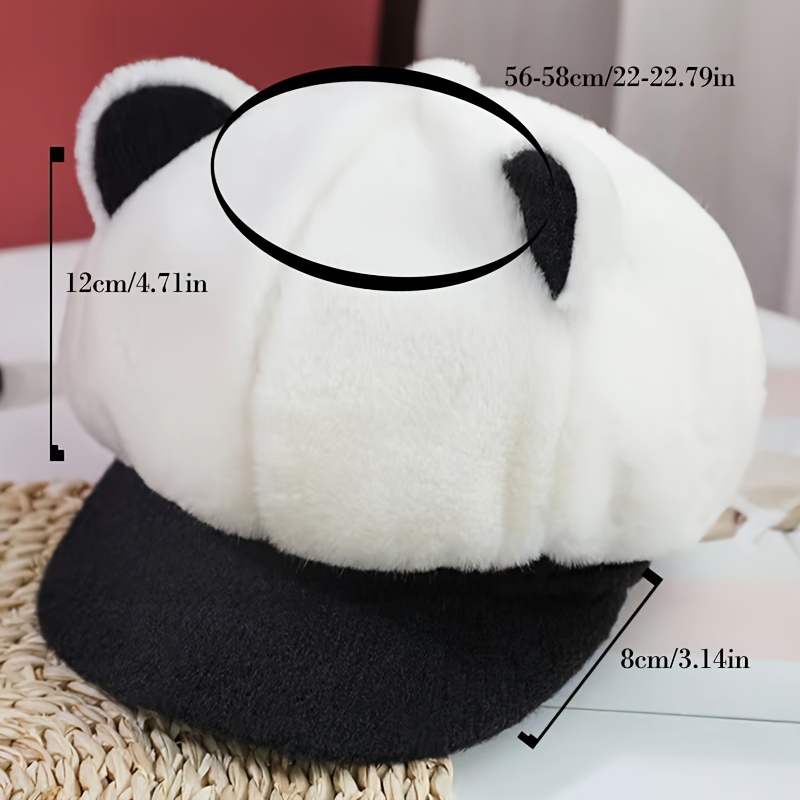 cozy knit beret with cute cat ears thick warm octagonal cap for women elastic fit ear protection details 3